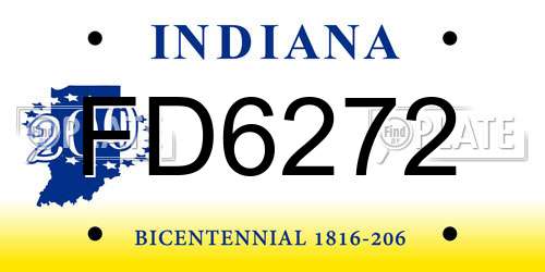 FD6272 Indiana License Plate