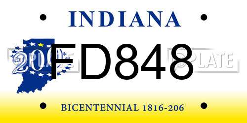FD848 Indiana License Plate