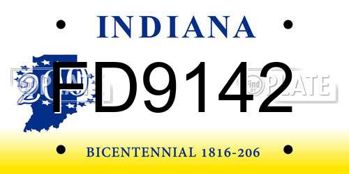 FD9142 Indiana License Plate