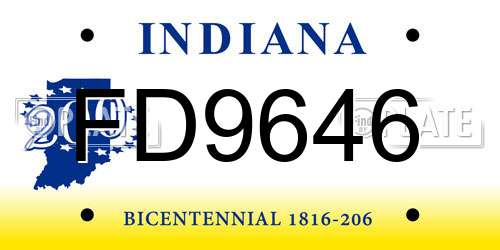 FD9646 Indiana License Plate