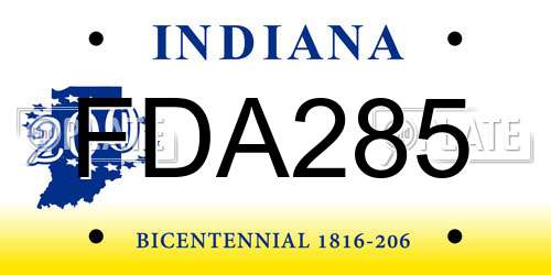 FDA285 Indiana License Plate