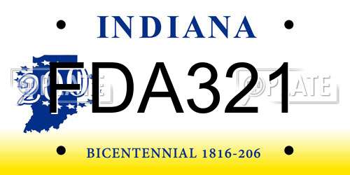 FDA321 Indiana License Plate