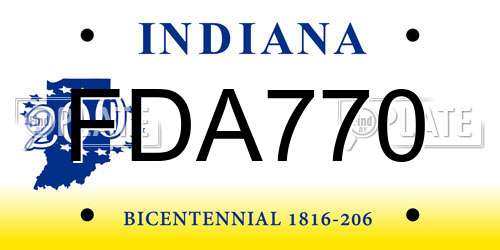 FDA770 Indiana License Plate