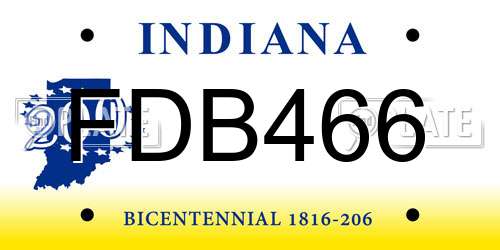 FDB466 Indiana License Plate