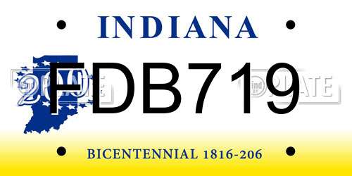 FDB719 Indiana License Plate