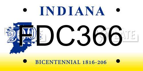 FDC366 Indiana License Plate