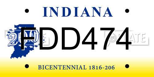 FDD474 Indiana License Plate