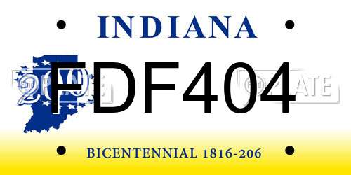 FDF404 Indiana License Plate