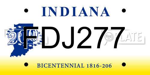 FDJ277 Indiana License Plate