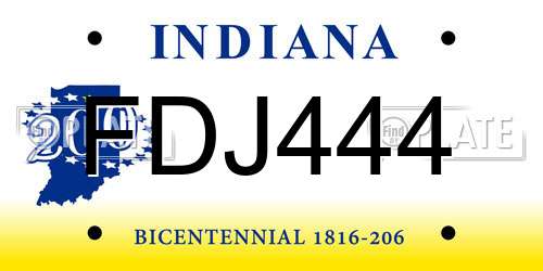 FDJ444 Indiana License Plate