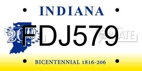 FDJ579 Indiana License Plate