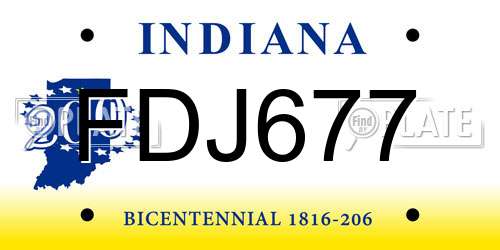 FDJ677 Indiana License Plate