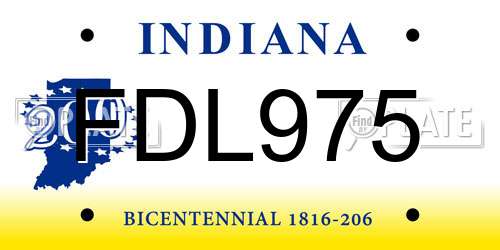 FDL975 Indiana License Plate