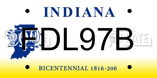 FDL97B Indiana License Plate