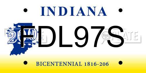 FDL97S Indiana License Plate