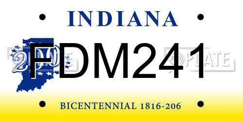 FDM241 Indiana License Plate