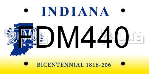 FDM440 Indiana License Plate