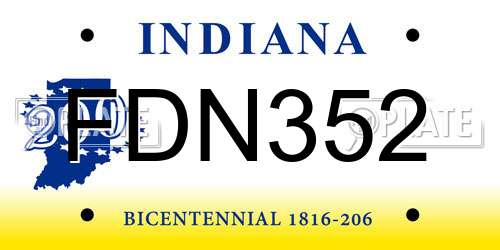FDN352 Indiana License Plate