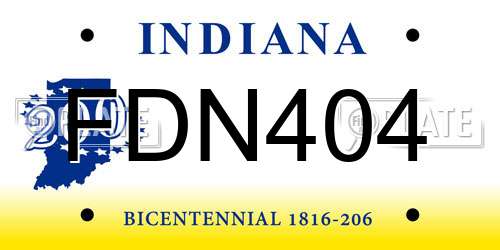 FDN404 Indiana License Plate