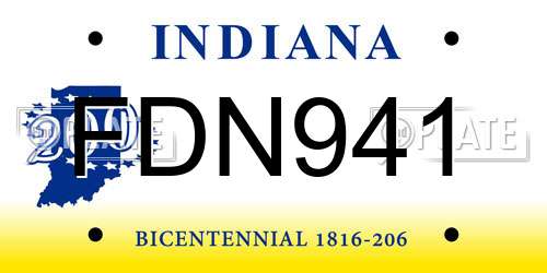 FDN941 Indiana License Plate