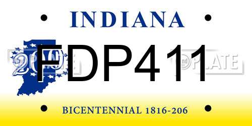 FDP411 Indiana License Plate