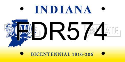 FDR574 Indiana License Plate