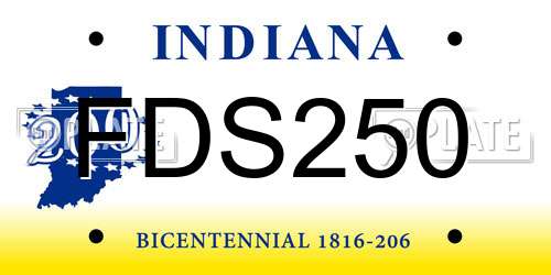 FDS250 Indiana License Plate