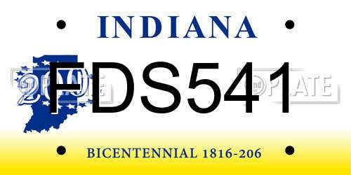 FDS541 Indiana License Plate