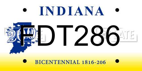 FDT286 Indiana License Plate