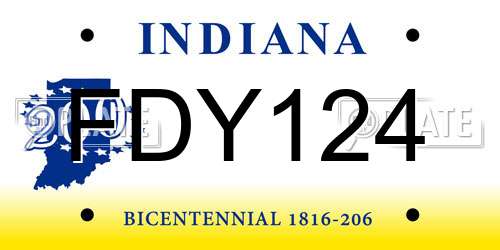 FDY124 Indiana License Plate