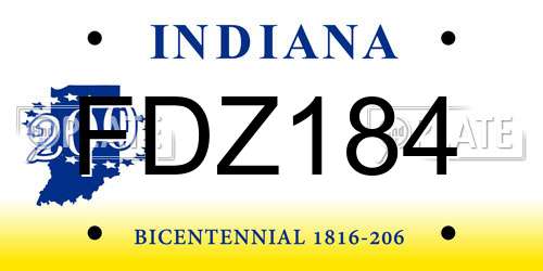 FDZ184 Indiana License Plate