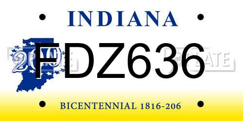 FDZ636 Indiana License Plate