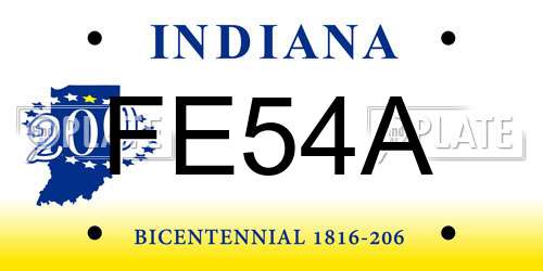 FE54A Indiana License Plate