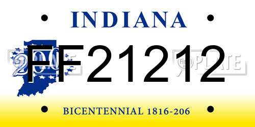 FF21212 Indiana License Plate