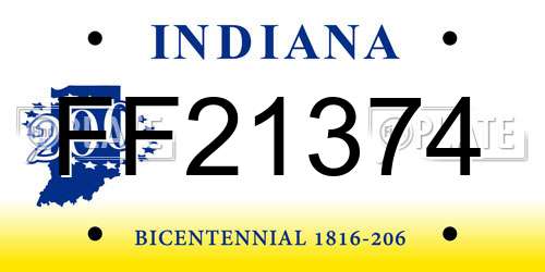 FF21374 Indiana License Plate