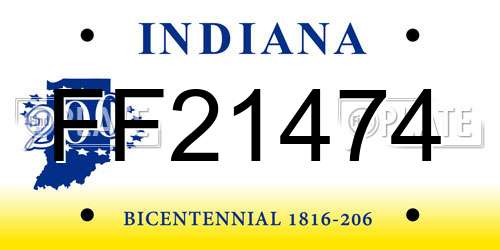 FF21474 Indiana License Plate