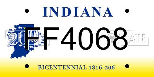 FF4068 Indiana License Plate