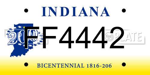 FF4442 Indiana License Plate