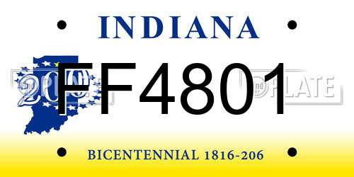 FF4801 Indiana License Plate