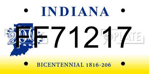 FF71217 Indiana License Plate