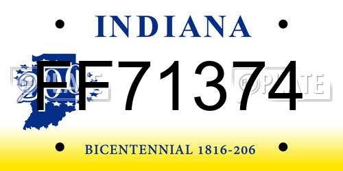 FF71374 Indiana License Plate