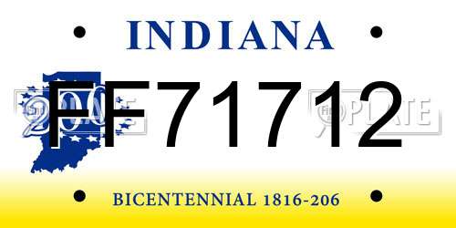 FF71712 Indiana License Plate