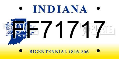 FF71717 Indiana License Plate