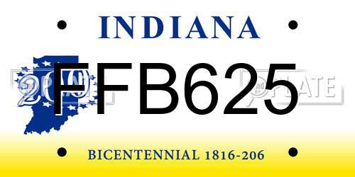FFB625 Indiana License Plate