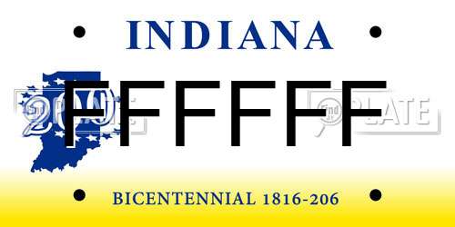 FFFFFF Indiana License Plate