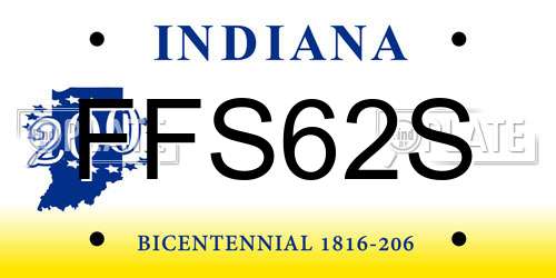 FFS62S Indiana License Plate