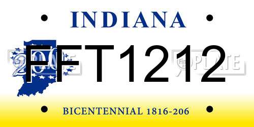 FFT1212 Indiana License Plate