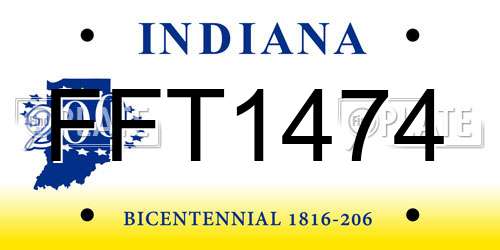 FFT1474 Indiana License Plate