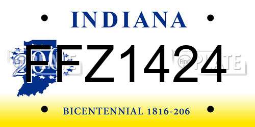 FFZ1424 Indiana License Plate
