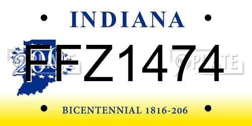 FFZ1474 Indiana License Plate